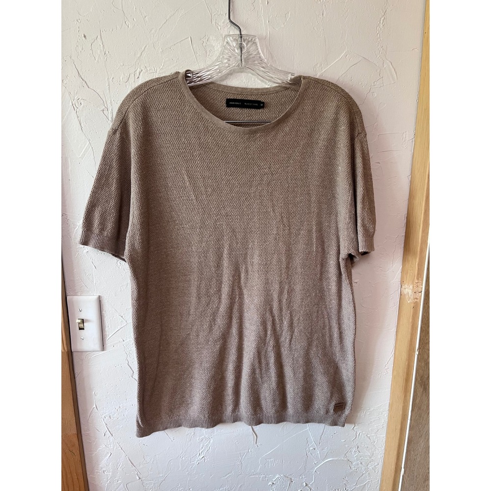 Armadillo RJ Est 1995 Mens Short Sleeve Knit Sweater Taupe Brown Textured Size M
